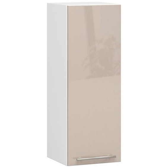 Meuble de cuisine haut AKORD W30 OLIWIA modulable Blanc 30 cm 1 porte façade Cappuccino Brillant 2 étagères 30x30x72 cm