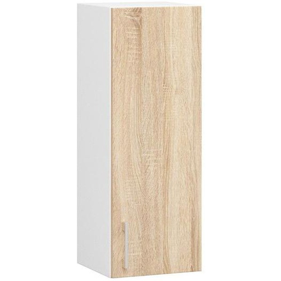 Meuble de cuisine haut AKORD W30 LIMA modulable Blanc 30 cm 1 porte façade Chêne Sonoma 2 étagères 30x30,5x72 cm