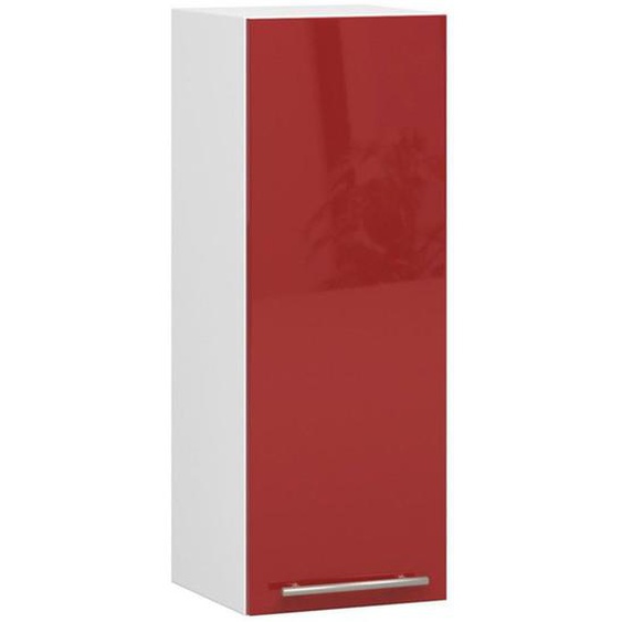 Meuble de cuisine haut AKORD W30 OLIWIA modulable Blanc 30 cm 1 porte façade Rouge Brillante 2 étagères 30x30x72 cm