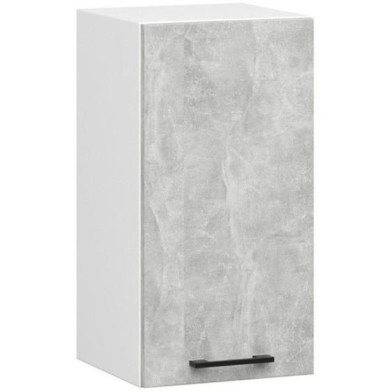 Meuble de cuisine haut AKORD W40 OLIWIA modulable Blanc 40 cm 1 porte façade Béton 2 étagères 40x30x58 cm