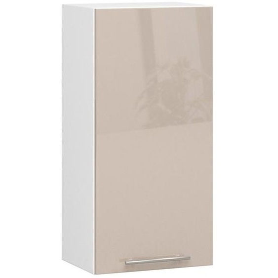 Meuble de cuisine haut AKORD W40 OLIWIA modulable Blanc 40 cm 1 porte façade Cappuccino Brillant 2 étagères 40x30x72 cm
