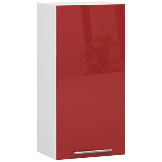 Meuble de cuisine haut AKORD W40 OLIWIA modulable Blanc 40 cm 1 porte façade Rouge Brillante 2 étagères 40x30x72 cm