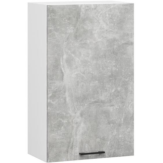 Meuble de cuisine haut AKORD W50 H720 Blanche, façade Gris 1 porte, 2 étagères 72x50x30 cm