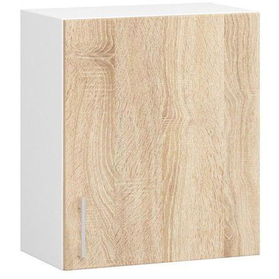 Meuble de cuisine haut AKORD W50 LIMA modulable Blanc 50 cm 1 porte façade Chêne Sonoma 2 étagères 50x30,5x58 cm