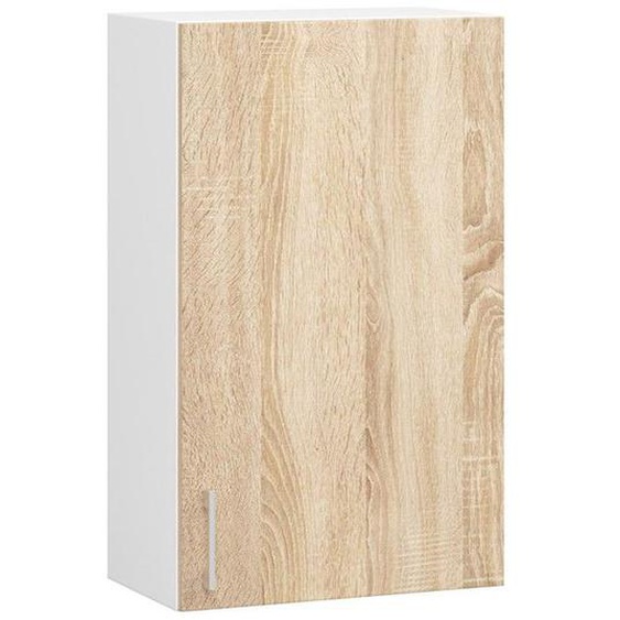 Meuble de cuisine haut AKORD W50 LIMA modulable Blanc 50 cm 1 porte façade Chêne Sonoma 2 étagères 50x30,5x72 cm