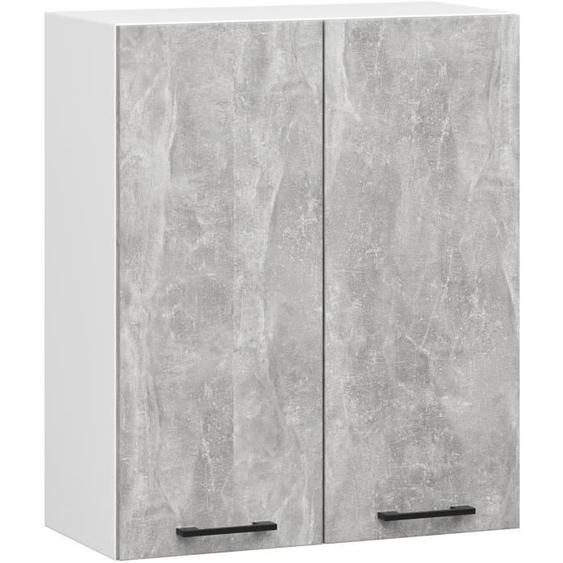 Meuble de cuisine haut AKORD W60 H720 Blanche, façade Gris 2 portes, 2 étagères 72x60x30 cm