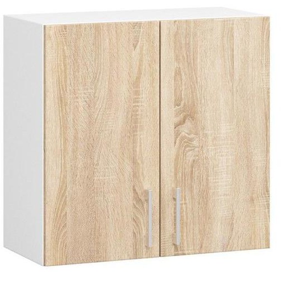 Meuble de cuisine haut AKORD W60 LIMA modulable Blanc 60 cm 2 portes façade Chêne Sonoma 2 étagères 60x30,5x58 cm