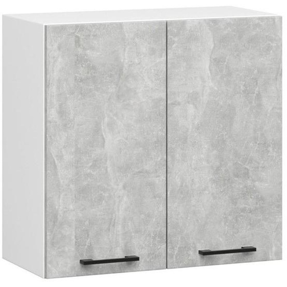 Meuble de cuisine haut AKORD W60 OLIWIA modulable Blanc 60 cm 2 portes façade Béton 2 étagères 60x30x58 cm
