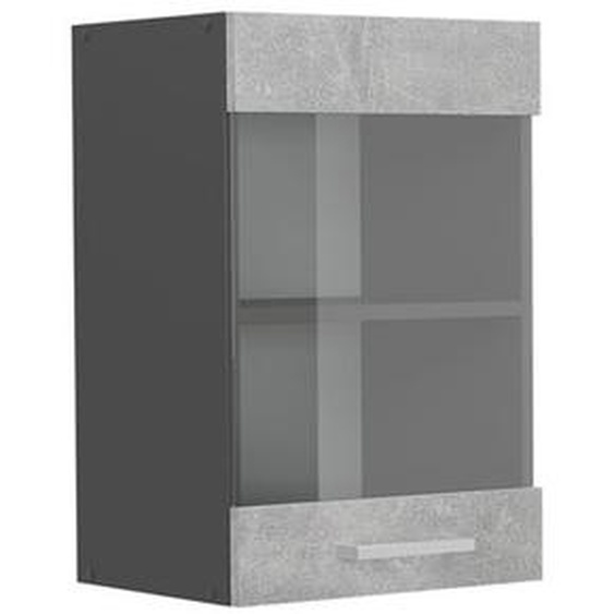 Meuble de cuisine haut vitré R-Line, 40cm, Béton, Anthracite, Vicco