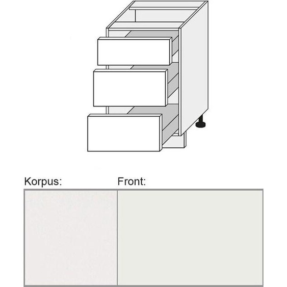 Meuble de cuisine « Prato » Meuble bas à tiroirs 50 cm blanc RAL 9003 blanc signal (PR-D3A/50)