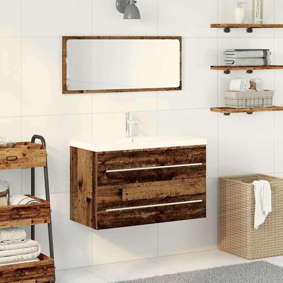 Meuble de Lavabo de Salle de Bain Bois ancien 80 x 38.5 x 48 cm