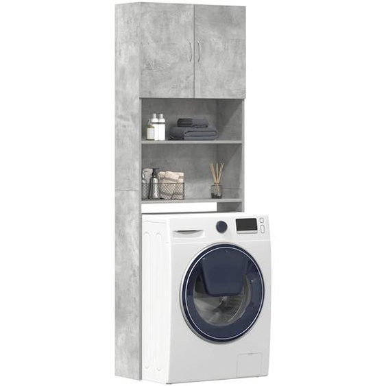 Meuble de machine à laver gris béton bois dingénierie