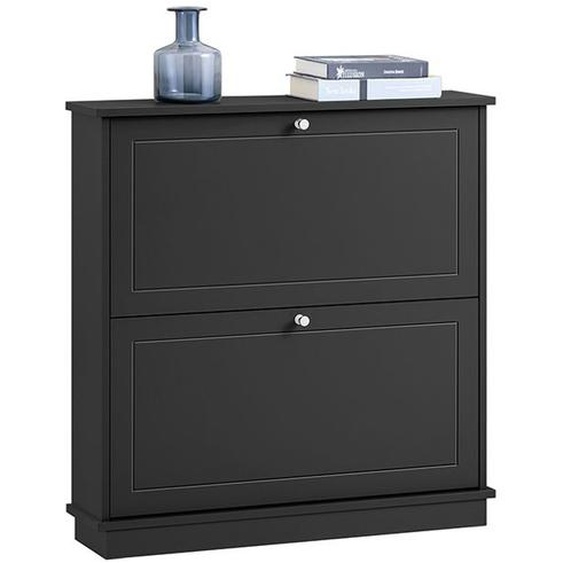 Meuble de Rangement à Chaussures FSR99-SCH SoBuy - avec 2 abattants – Noir - 76x18x79cm