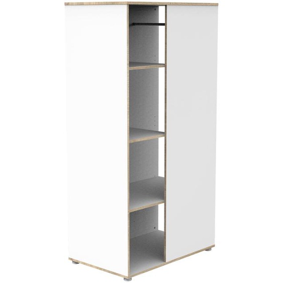 Meuble De Rangement Avec Étagères Et Penderie En Bois Et Chant Bois Blanc