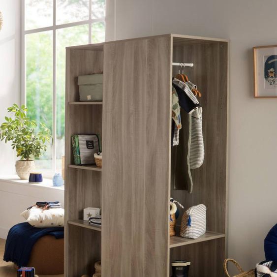 Meuble De Rangement Avec Étagères Et Penderie En Décor Bois - Up Gris