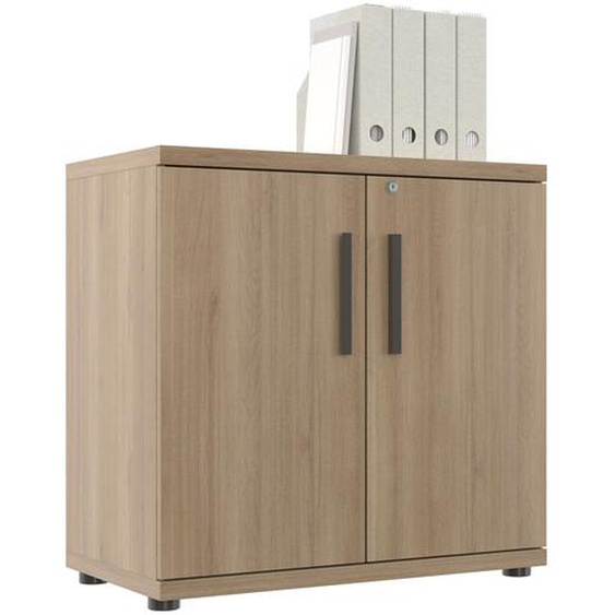 Meuble de rangement bas Osiris - L.80 x P.45 x H.78 cm - 2 portes - Chêne Bocage