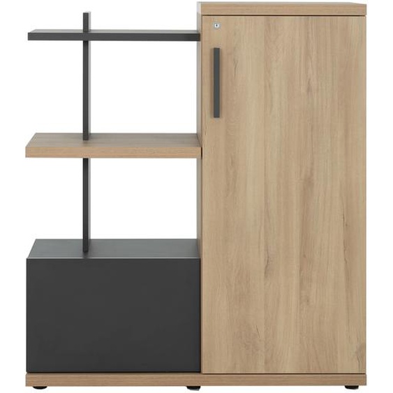 Meuble de rangement compact Osiris - L.108 x P.45 x H.123 cm - Chêne Bocage