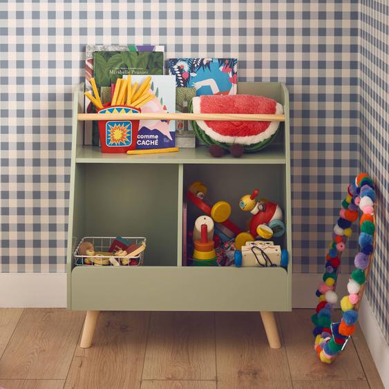 Meuble De Rangement Enfant 1 Étagère 2 Espaces De Rangement Tobias Vert