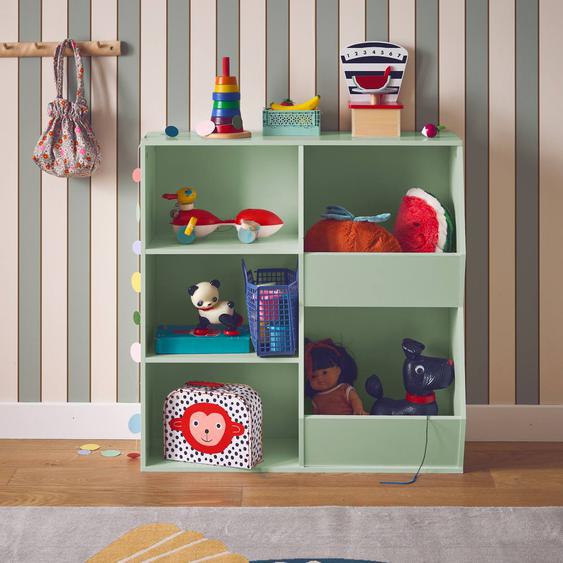 Meuble De Rangement Enfant 3 Étagères 2 Espaces De Rangement Tobias Vert