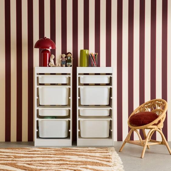 Meuble De Rangement Enfant 4 Bacs De Rangement, 41,5 X 30 X 89cm (lot De 2) Blanc