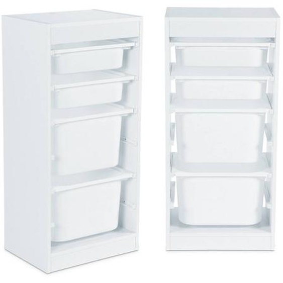 Meuble De Rangement Enfant 4 Bacs De Rangement, 41,5 X 30 X 89cm (lot De 2) Blanc