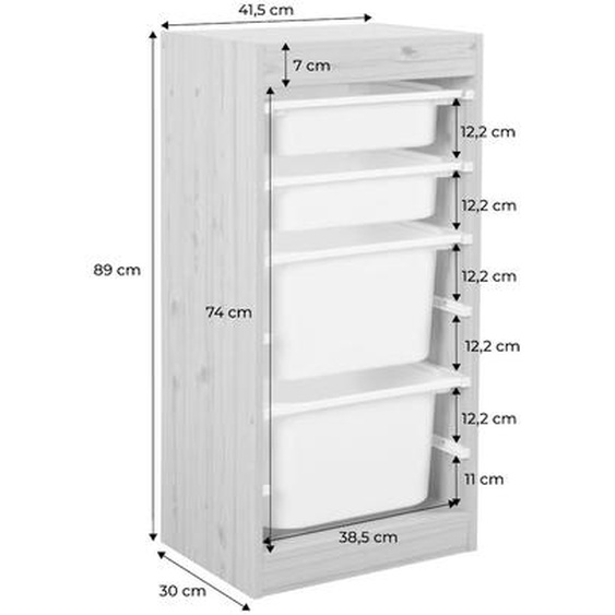 Meuble De Rangement Enfant 4 Bacs De Rangement, 41,5 X 30 X 89cm (lot De 2) Naturel