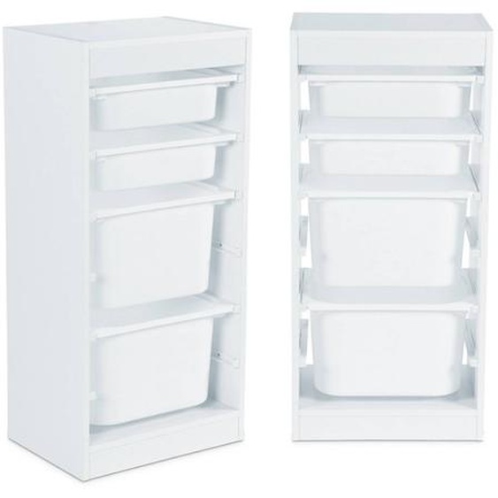 Meuble De Rangement Enfant 4 Bacs De Rangement (lot De 2) Sora X2 Blanc