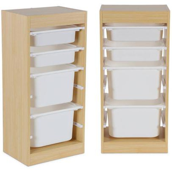 Meuble De Rangement Enfant 4 Bacs De Rangement (lot De 2) Sora X2 Naturel