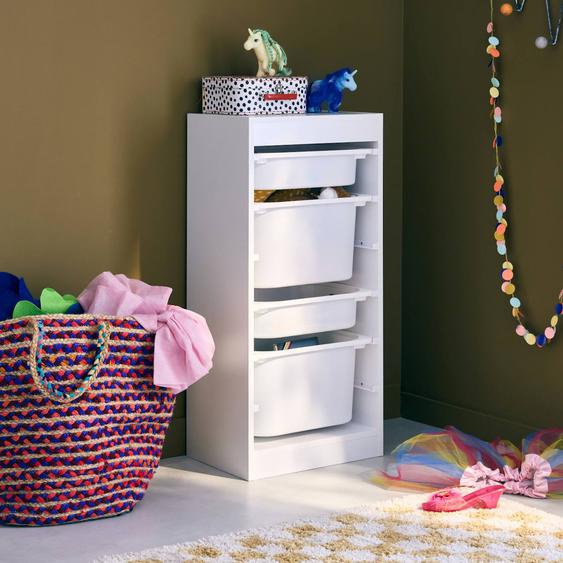 Meuble De Rangement Enfant 4 Bacs De Rangement Sora Blanc
