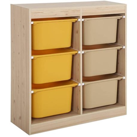 Meuble De Rangement Enfant 6 Bacs De Rangement Colorés Sora Moutarde