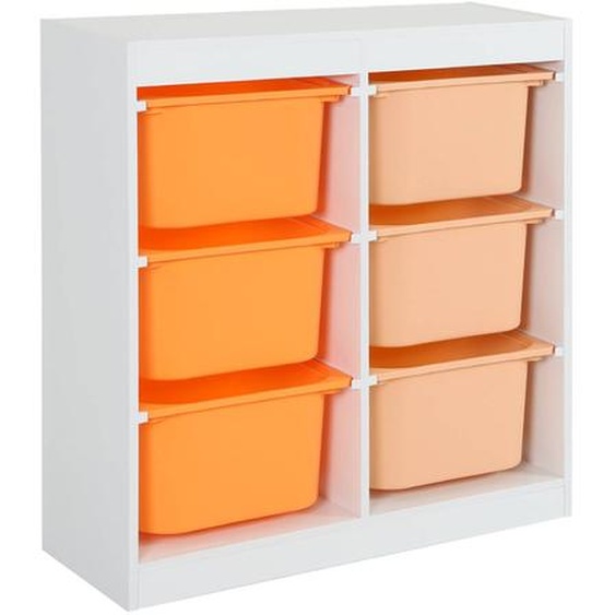Meuble De Rangement Enfant 6 Bacs De Rangement Colorés Sora Orange