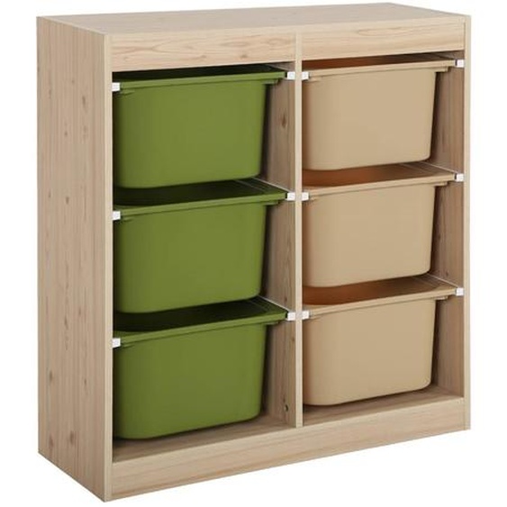 Meuble De Rangement Enfant 6 Bacs De Rangement Colorés Sora Vert Olive
