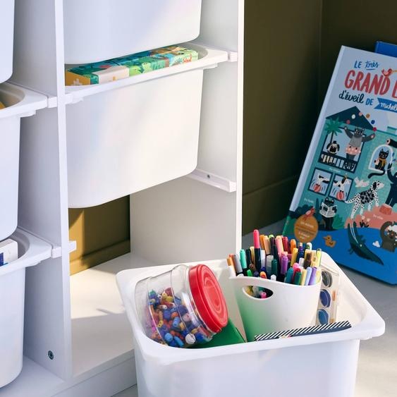 Meuble De Rangement Enfant 6 Bacs De Rangement En Plastique Blanc