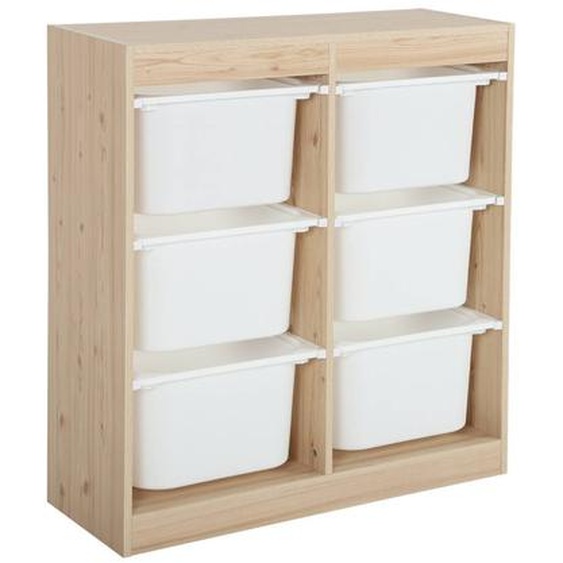 Meuble De Rangement Enfant 6 Bacs De Rangement En Plastique Naturel