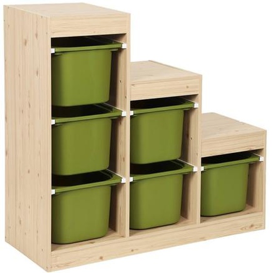 Meuble De Rangement Enfant Escalier 6 Bacs De Rangement Décor Bois Naturel - Sora Kaki