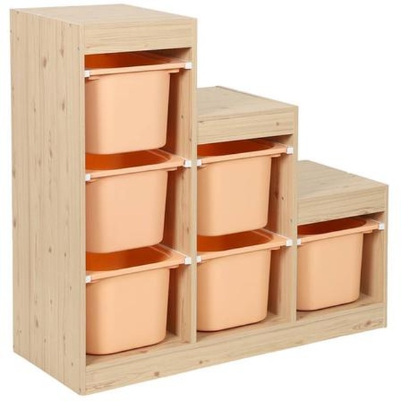 Meuble De Rangement Enfant Escalier 6 Bacs De Rangement Décor Bois Naturel - Sora Pêche