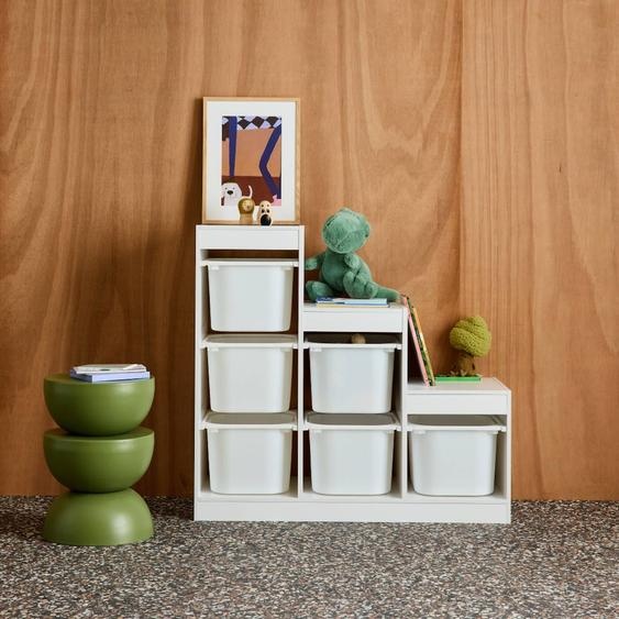 Meuble De Rangement Enfant Escalier 6 Bacs De Rangement Décor Bois - Sora Blanc