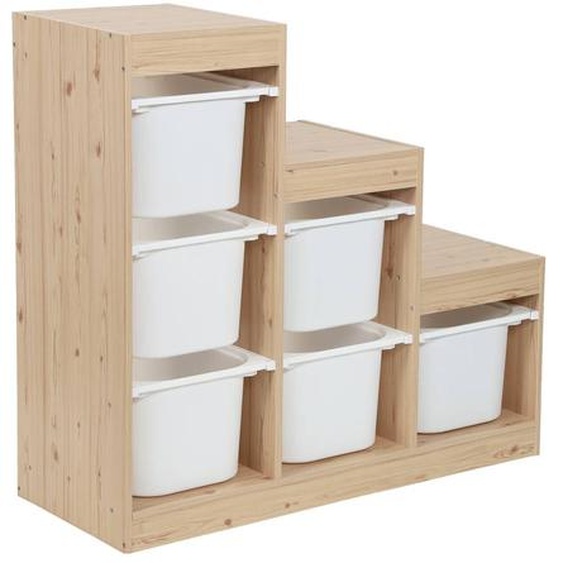 Meuble De Rangement Enfant Escalier 6 Bacs De Rangement Décor Bois - Sora Naturel