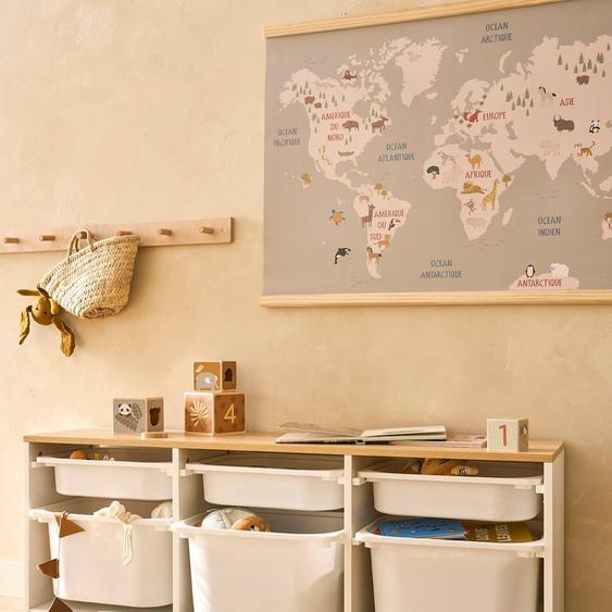 Meuble de rangement horizontal avec bac plastique blanc