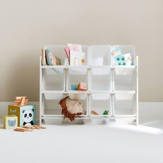 Meuble De Rangement Jouet Avec 12 Casiers, Tobias, L 84 X P 29,5 X H 60cm Blanc