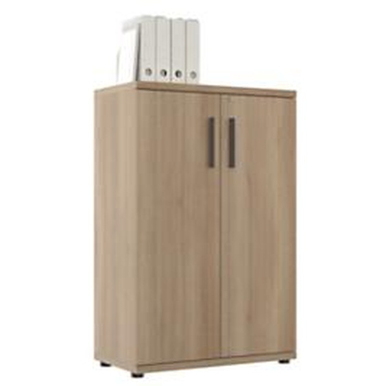 Meuble de rangement mi-haut Osiris - L.80 x P.45 x H.123 cm - 2 portes - Chêne Bocage