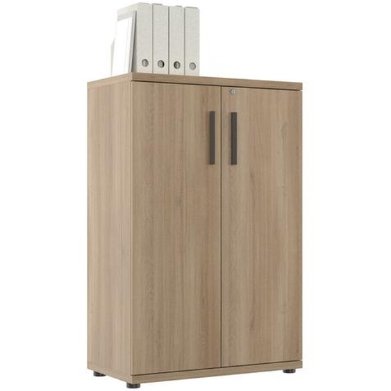 Meuble de rangement mi-haut Osiris - L.80 x P.45 x H.123 cm - 2 portes - Chêne Bocage