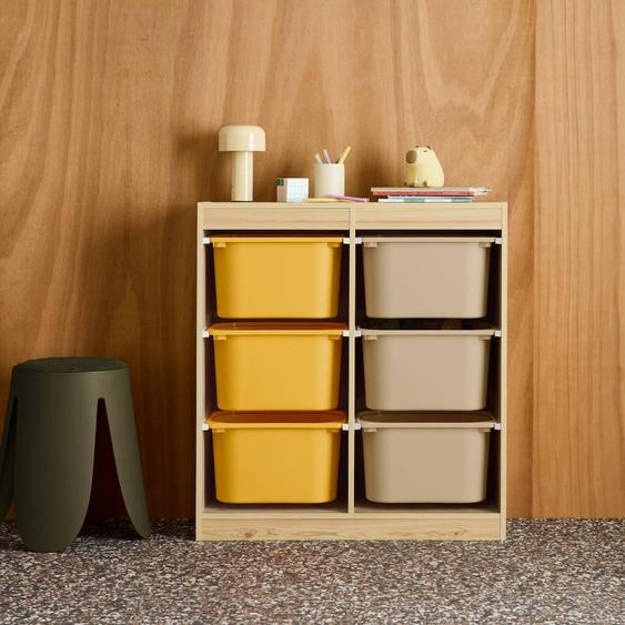 Sora - Childrens Storage Unit With 6 Storage Bins Moutarde