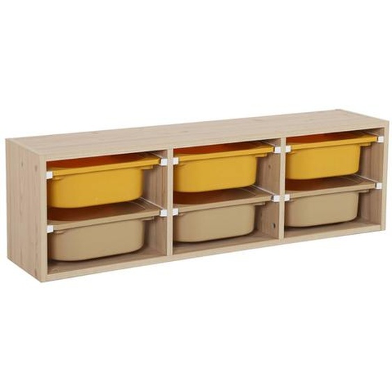 Meuble De Rangement Pour Enfant 6 Bacs De Rangement Colorés Sora Moutarde