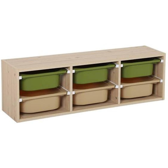 Meuble De Rangement Pour Enfant 6 Bacs De Rangement Colorés Sora Vert Olive
