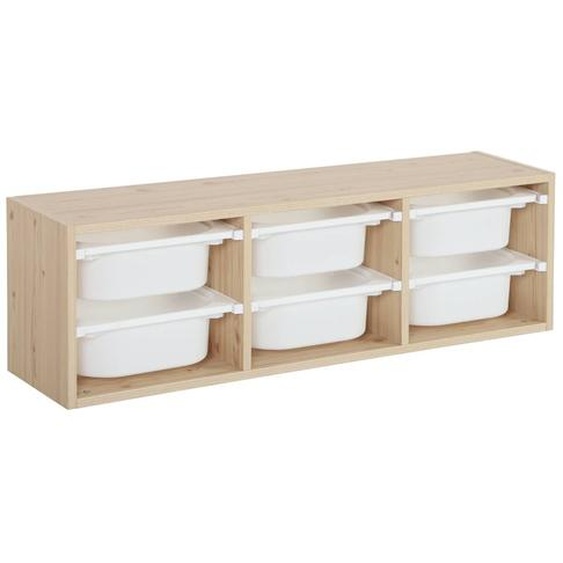 Meuble De Rangement Pour Enfant, 6 Bacs En Plastique Naturel