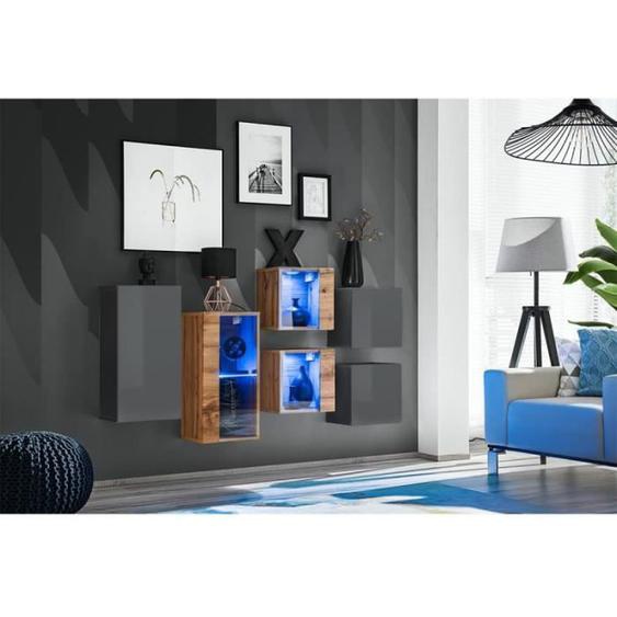 Meuble De Rangement switch Sbiv 150cm Gris & Naturel - Paris Prix