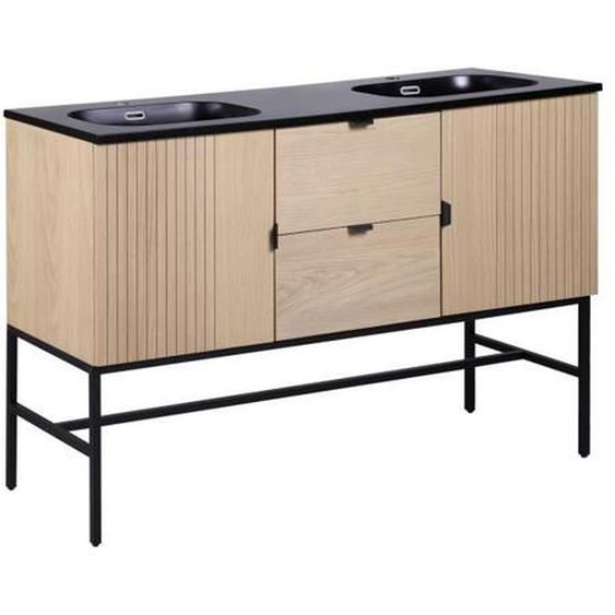 Meuble de salle de bain 140 cm à pieds STUDIO avec vasque Bois Clair