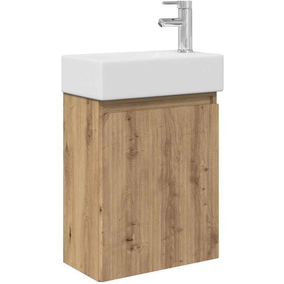 Meuble de salle de bain avec robinet Chêne artisanal