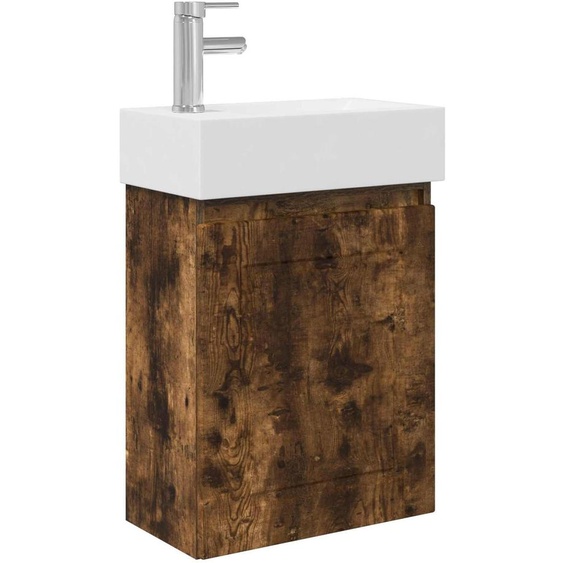 Meuble de salle de bain avec robinet Chêne fumé